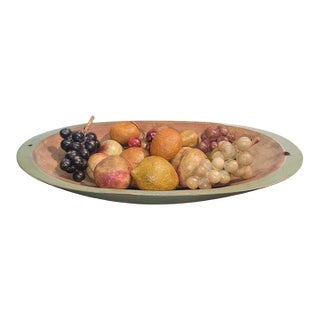 Early 20th Century Green Painted Bowl With Stone Fruit For Sale