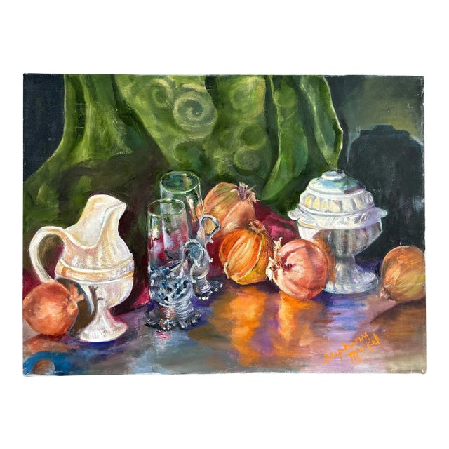 Vintage Impressionist Still Life Oil Painting For Sale