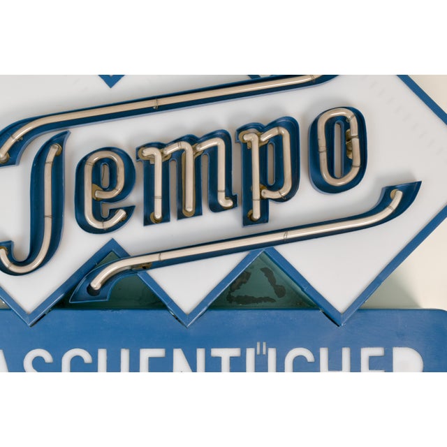 Metal German Neon Sign from Tempo Tissues, 1950 For Sale - Image 7 of 18