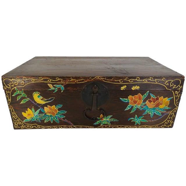 19th Century Hand-Painted Korean Trunk For Sale