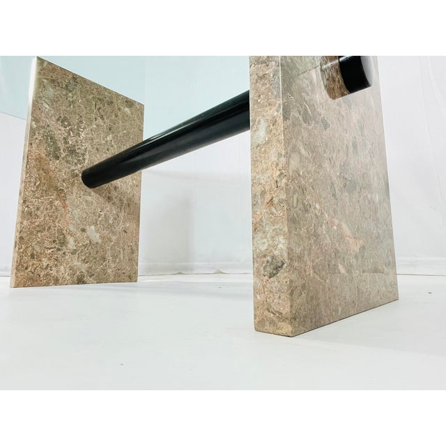 Vintage Marble & Glass Dining Table, Italy 1980s. For Sale - Image 9 of 12