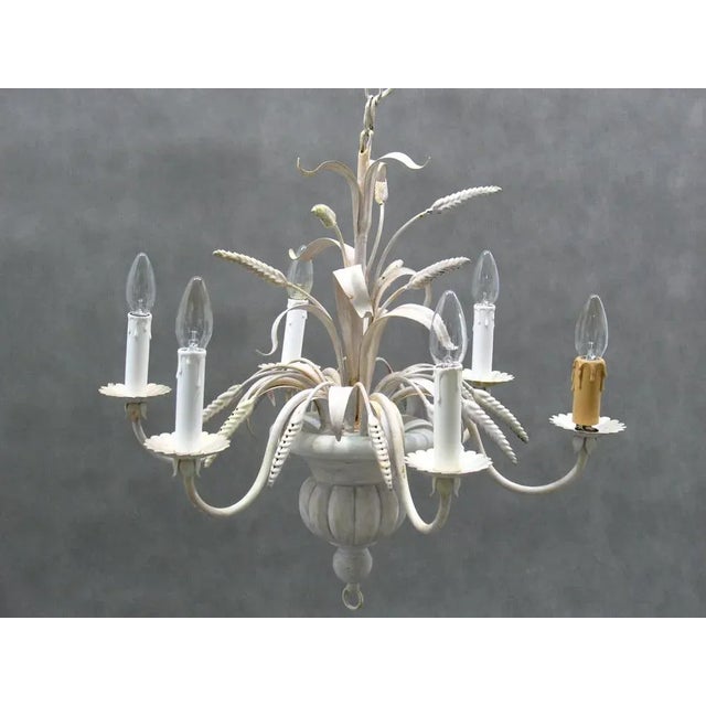 Metal Hollywood Regency Floral Chandelier, 1970s For Sale - Image 7 of 10