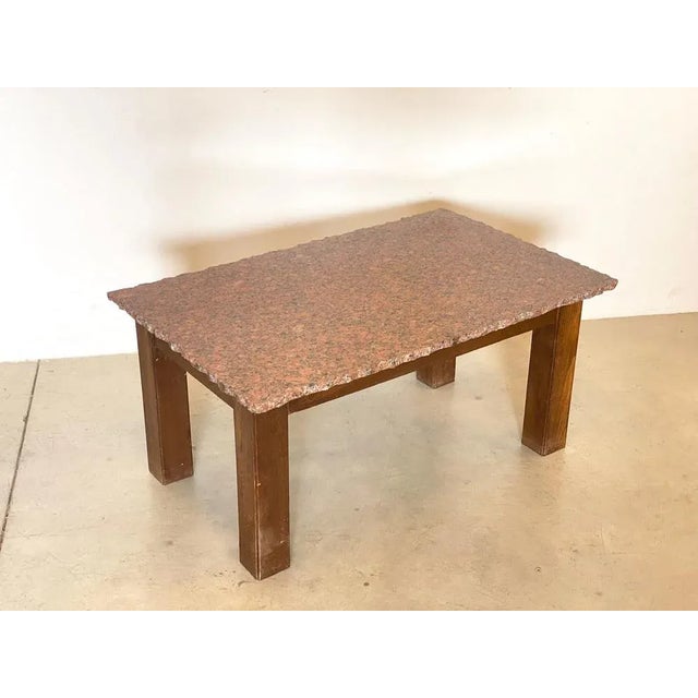 Brown Poplar Wood & Granite Coffee Table, 1970s For Sale - Image 8 of 8