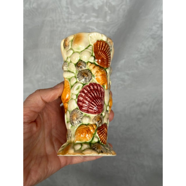 English Art Pottery Seashell Vase For Sale - Image 10 of 11