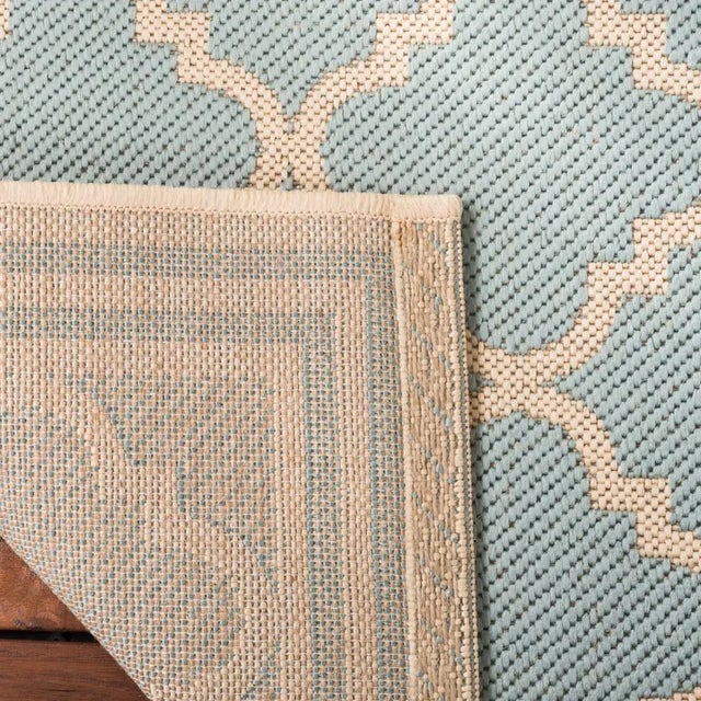 Contemporary Sea Cottage Indoor Outdoor Rug Aqua & Cream 3'x5' For Sale - Image 3 of 4