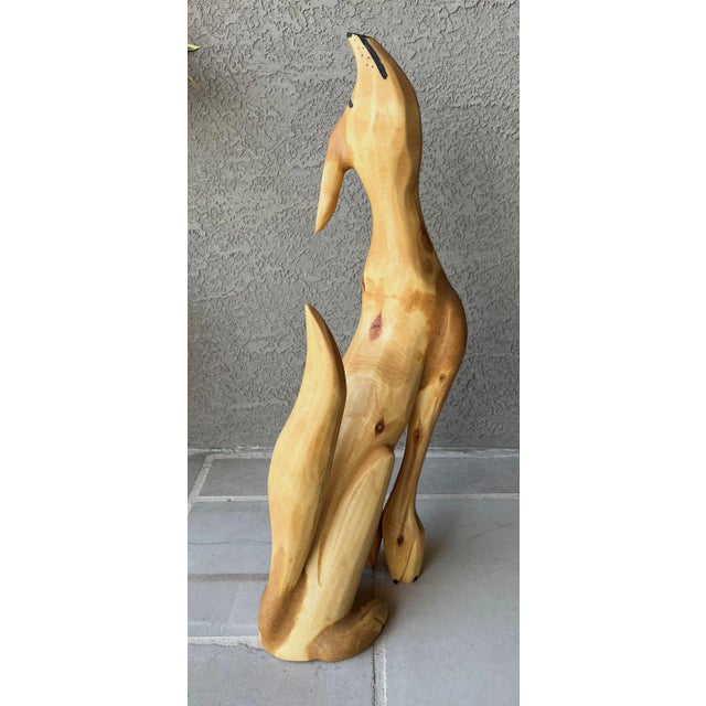 Circa 2000 Whimsical Hand Carved Folk Art Coyote by Santa Fe Artist Pete Ortega For Sale - Image 4 of 16