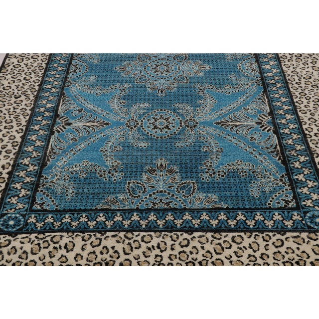 Rug & Kilim Rug & Kilim’s Modern Rug in Electric Blue and Beige For Sale - Image 4 of 10