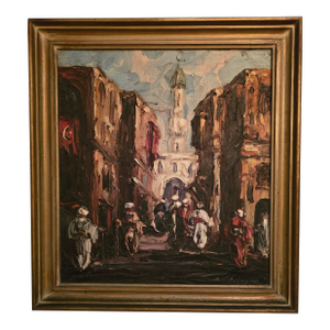 1930s Pre Mid Century Signed Impressionist Painting Orientalist
