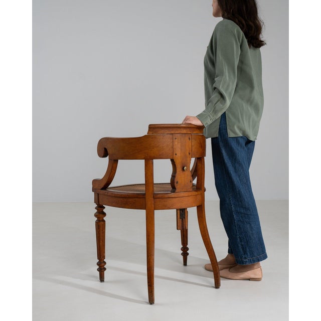 Mid 20th Century France Louis XVI Brown Wood Armchair For Sale - Image 10 of 11