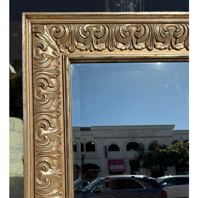 Michael Taylor Huge Michael Taylor Neoclassical Style Giltwood Acanthus Leaf Full Length Mirror For Sale - Image 4 of 6
