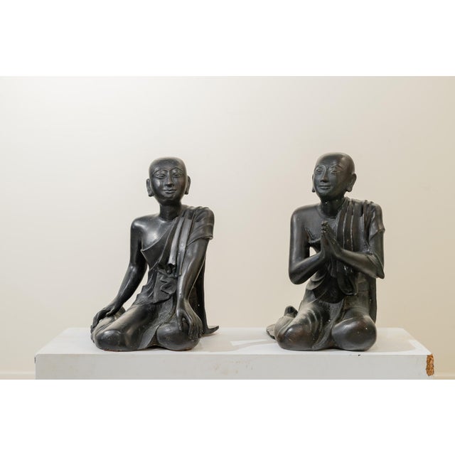 Unknown, Thai Monks, 1800s, Bronze and Terracotta, Set of 2 For Sale - Image 9 of 9