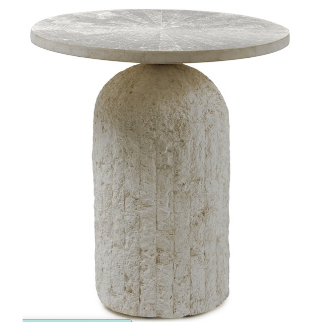 Oggetti White Fossilized Stone Side Table, Small - Acadia by Oggetti For Sale - Image 4 of 4