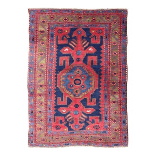 Antique Caucasian Kazak Rug With Bold Geometric Tribal Medallion Design For Sale