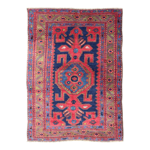 Antique Caucasian Kazak Rug With Bold Geometric Tribal Medallion Design