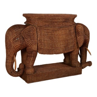 Vintage Italian Wicker Elephant Serving Bar For Sale