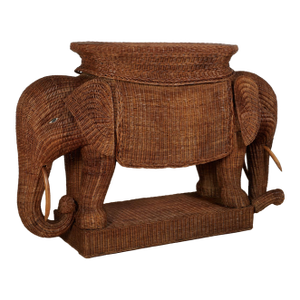Vintage Italian Wicker Elephant Serving Bar