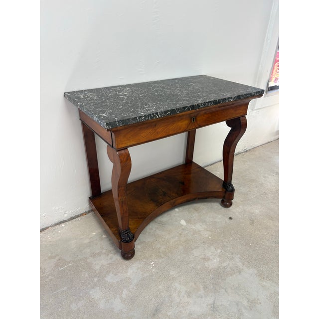 Early 19th Century French Empire Walnut and Marble Console Table, Circa 1820–1840 For Sale - Image 5 of 12