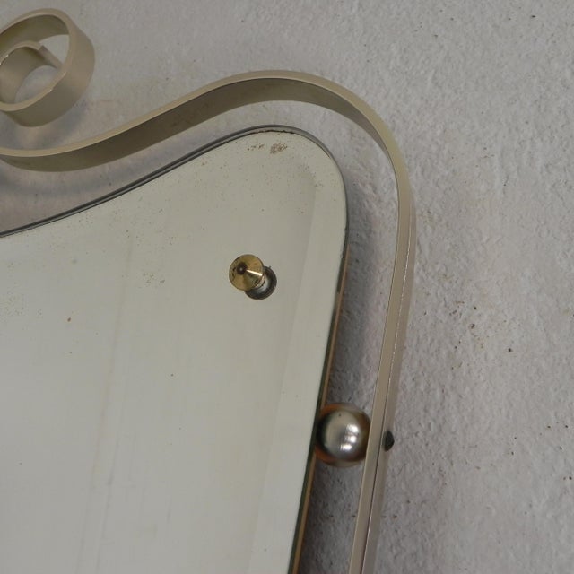 Silver Vintage Faceted Mirror in Aluminum Frame, 1950s For Sale - Image 8 of 12
