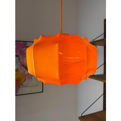 Orange Hanging Lamp from Ilka Plast, 1970s For Sale - Image 11 of 11