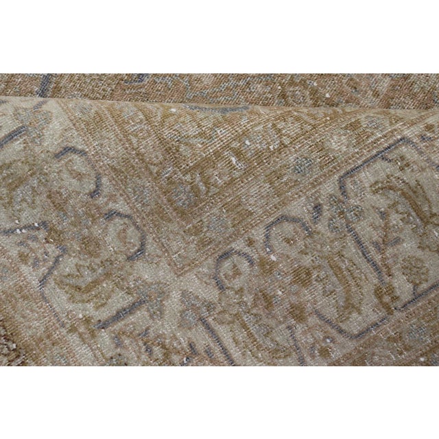 Antique Persian Tabriz Rug in Wool With Floral Design in Blue, Tan, Taupe, Cream For Sale - Image 11 of 12
