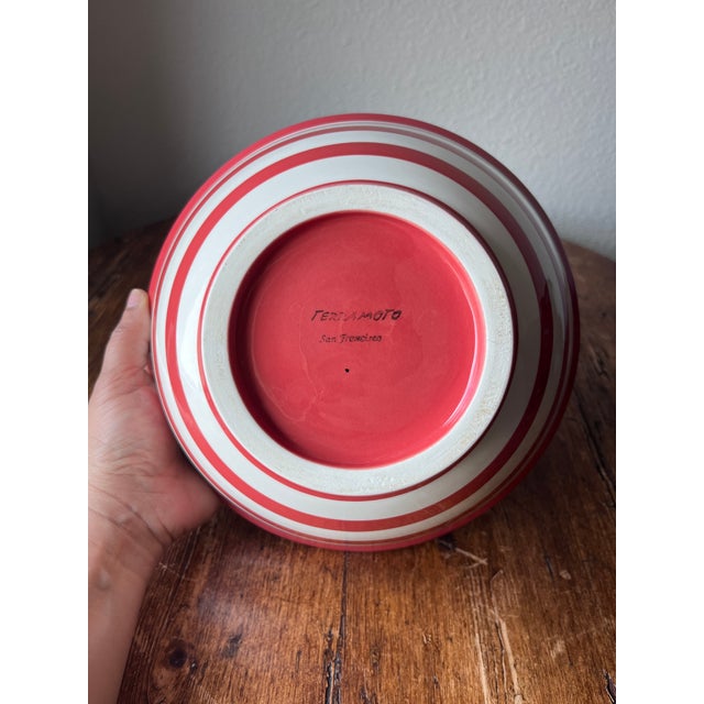 Late 20th Century Terramoto Pottery San Francisco Red and White Striped Mixing Bowl 9.25" For Sale - Image 9 of 10