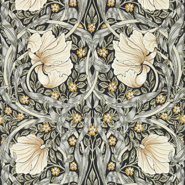 Morris & Co Pimpernel Wallpaper in Ink/Sage For Sale