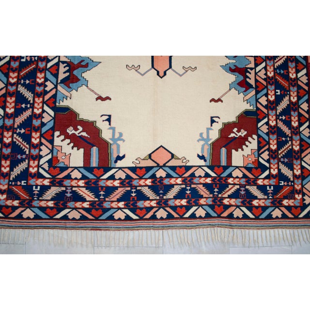 Vintage Nomad Oushak Rug Thin Pile Wool Rug Handwoven Turkish Rug- 6'9 X 9'9 For Sale - Image 10 of 11