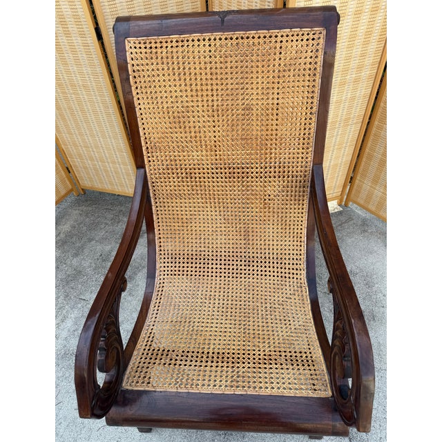 Vintage British Colonial Caned Plantation Chair For Sale - Image 4 of 11