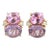 Christina Addison Medium Gum Drop Earrings With Pink Topaz and Peridot and Diamonds - a Pair For Sale