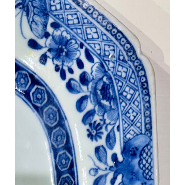 Chinese Export Porcelain Shaped Dish, Blue and White With Flower Basket, Qing Dynasty, Circa 1800 For Sale - Image 13 of 17
