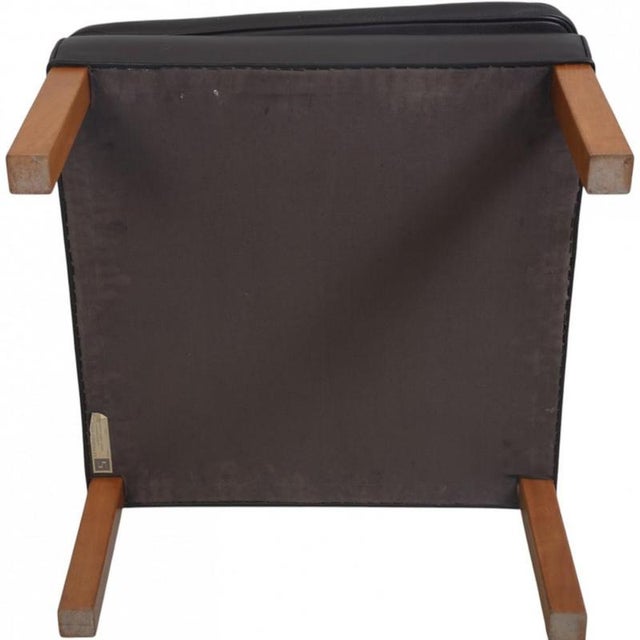 Set of Wing Chair with Ottoman in Black Leather by Børge Mogensen, 1990s For Sale - Image 16 of 18