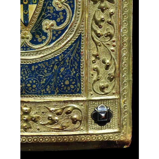 Blue Icilio Federico Joni, Painted Gesso, Gilt and Wood Tavolette Book Cover Binding, 1890s, Oil & Cedar & Gesso For Sale - Image 8 of 18