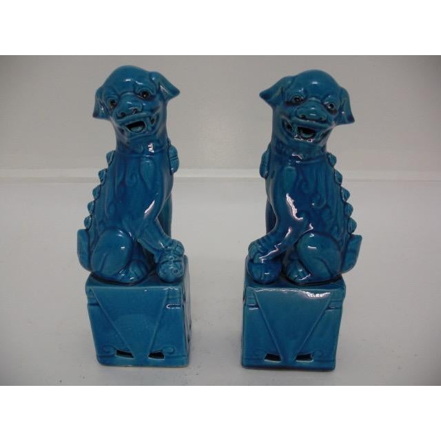 Hollywood Regency Vintage Turquoise Chinese Foo Dogs, Pair For Sale - Image 3 of 12