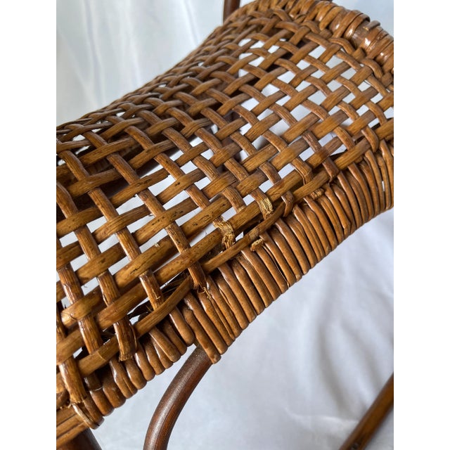 Mid 20th Century Vintage Rattan Caned Seat Rocking Horse For Sale - Image 5 of 7