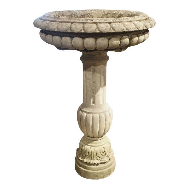 Well Carved Italian Limestone Planter or Fountain Element, H-45 Inches For Sale