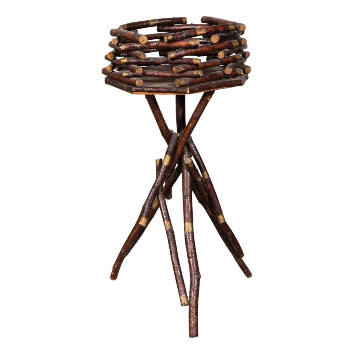 Vintage Round Twig Table | Chairish