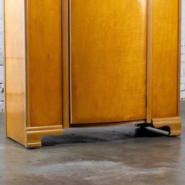 Small Early to Mid-20th Century Vintage English Art Deco Style Wardrobe Burled Maple & Walnut Frame For Sale - Image 10 of 17