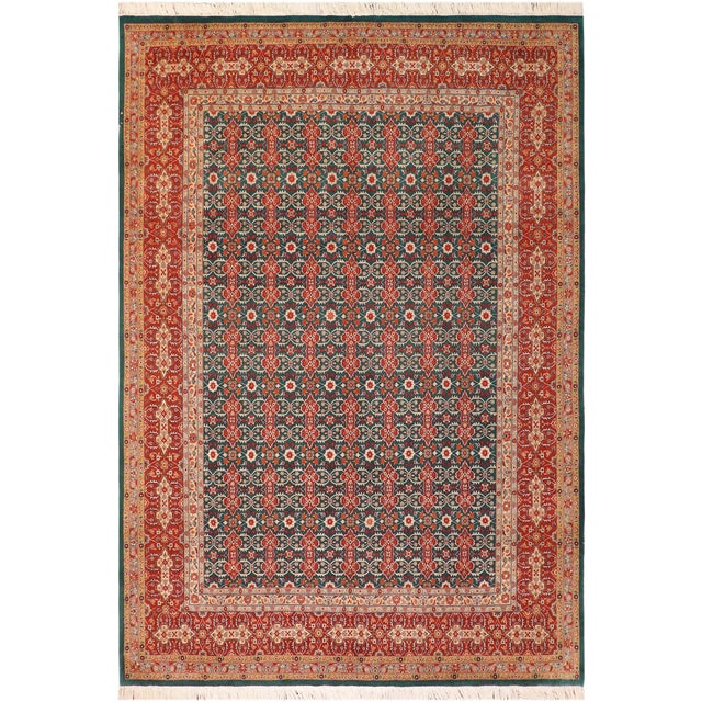 Shabby Chic 1990's Pak-Persian Green/Rust Wool Rug - 8'2'' X 10'3'' For Sale - Image 9 of 9