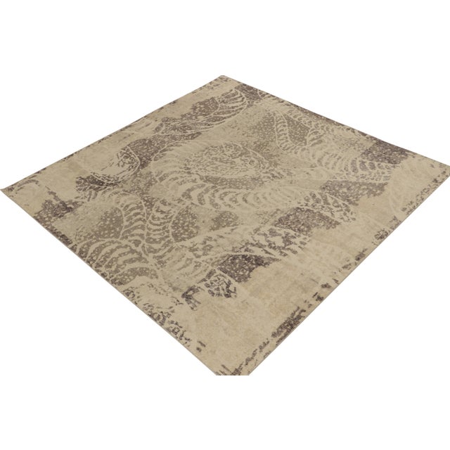 Rug & Kilim Distressed Style Abstract Rug in Beige-Brown & Gray Pattern by Rug & Kilim For Sale - Image 4 of 6