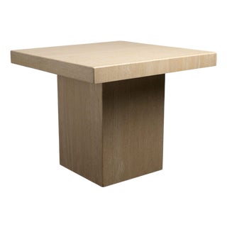 1980s Travertine Marble Square Dining Table Italian Stone Michael Taylor Style For Sale
