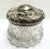 Beautiful Antique Art Nouveau Powder Jar Silver Plated lid that measures 3 1/2" tall X 3 3/4" diameter. It is in good...