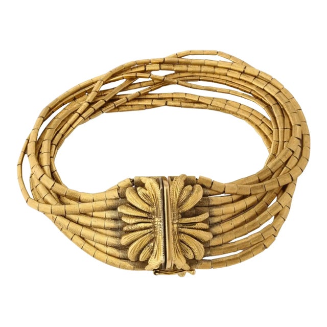 Metal 18kt Gold 9 Strand Spaghetti Link Bracelet For Sale - Image 7 of 7
