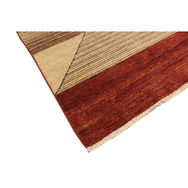 Abstract Gabbeh Beige/Red Wool Rug - 2'11'' X 5'1'' For Sale - Image 4 of 10
