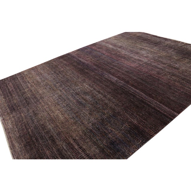 Rug & Kilim Rug & Kilim’s Modern Textural Rug in Purple Tones and Polychrome Striae For Sale - Image 4 of 7