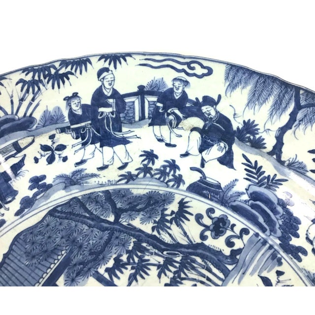 Textile Mid 1800's Chinese Antique Porcelain Charger For Sale - Image 7 of 13