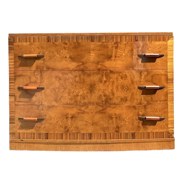 Vintage Deco Burl Wood Chest of Drawers For Sale