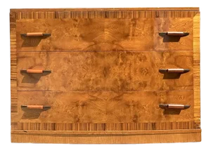 Vintage Deco Burl Wood Chest of Drawers