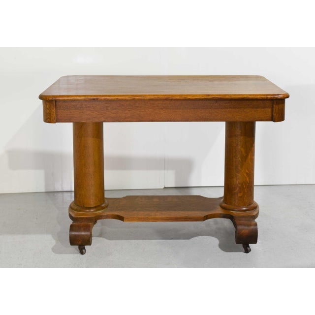 Antique American Arts & Crafts Mission Oak Library Table For Sale In Chicago - Image 6 of 12