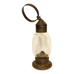 19th Century American Whale Oil Tin and Glass Lantern