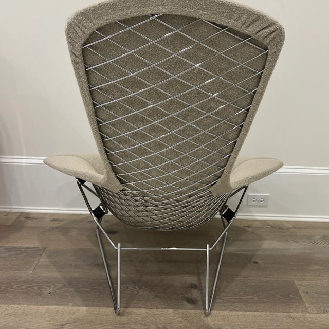 Knoll 1960s Knoll Bertoia Bird Lounge Chair in Neutral Boucle For Sale - Image 4 of 8